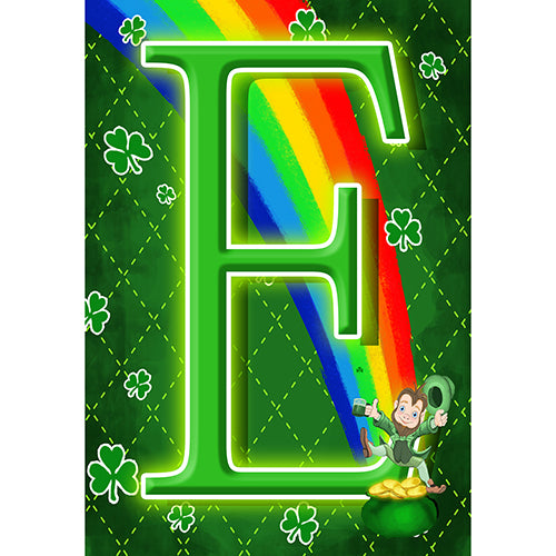 America Forever Leprechaun Rainbow Monogram Garden Flag