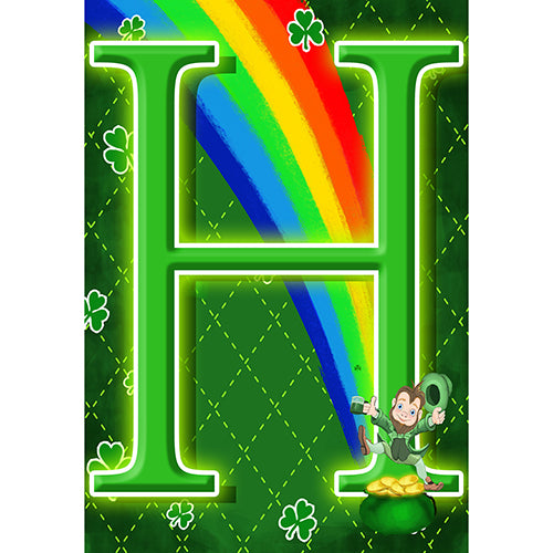 America Forever Leprechaun Rainbow Monogram Garden Flag