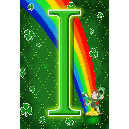 America Forever Leprechaun Rainbow Monogram Garden Flag