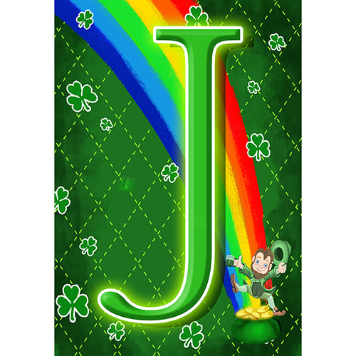 America Forever Leprechaun Rainbow Monogram Garden Flag