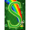 America Forever Leprechaun Rainbow Monogram Garden Flag