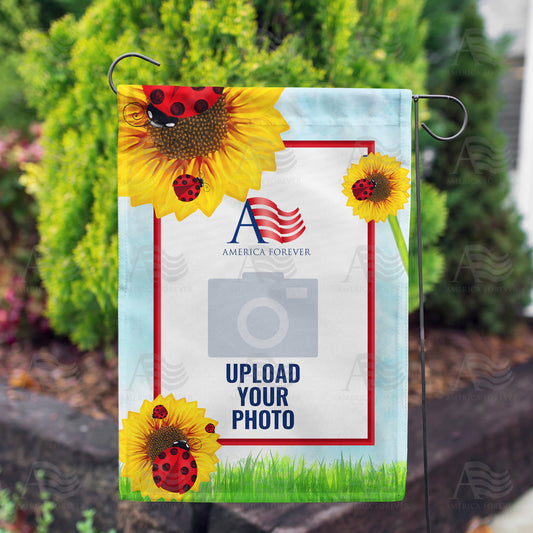 America Forever Personalized Ladybugs and Sunflowers Garden Flag
