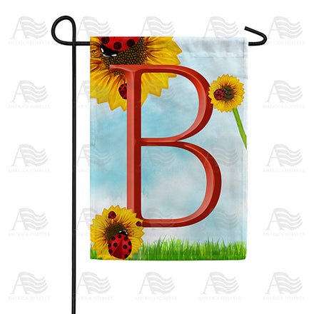 America Forever Ladybugs and Sunflowers Monogram Garden Flag