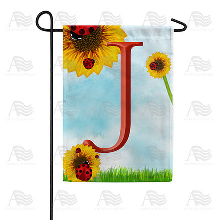 America Forever Ladybugs and Sunflowers Monogram Garden Flag