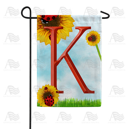 America Forever Ladybugs and Sunflowers Monogram Garden Flag
