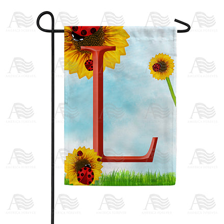 America Forever Ladybugs and Sunflowers Monogram Garden Flag