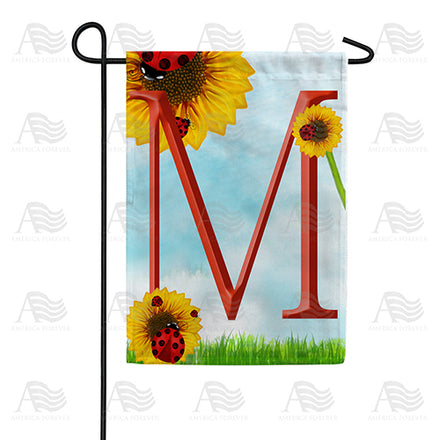 America Forever Ladybugs and Sunflowers Monogram Garden Flag
