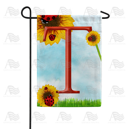America Forever Ladybugs and Sunflowers Monogram Garden Flag