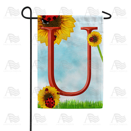 America Forever Ladybugs and Sunflowers Monogram Garden Flag