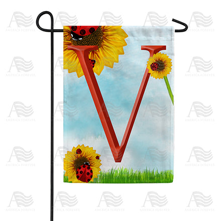 America Forever Ladybugs and Sunflowers Monogram Garden Flag