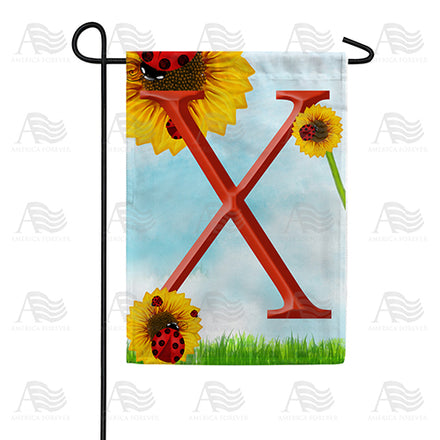 America Forever Ladybugs and Sunflowers Monogram Garden Flag