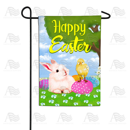 America Forever Bunny and Chick Easter Buddies Garden Flag