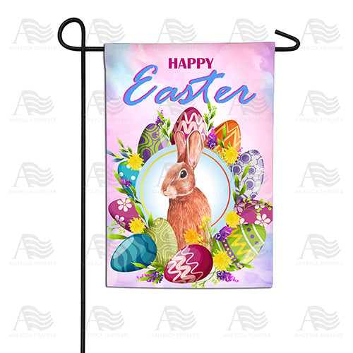 America Forever Egg-cellent Easter Wreath Bunny Garden Flag