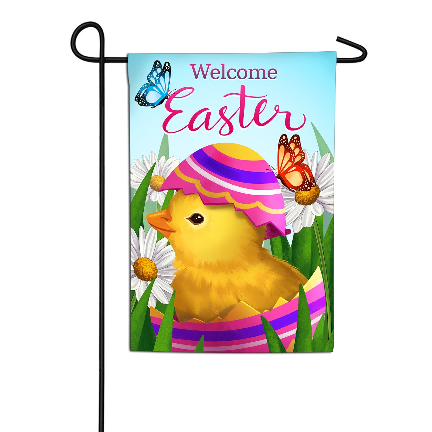 America Forever Easter Chick and Butterflies Garden Flag