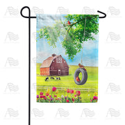 America Forever Spring Farm Swing and Tulips Garden Flag