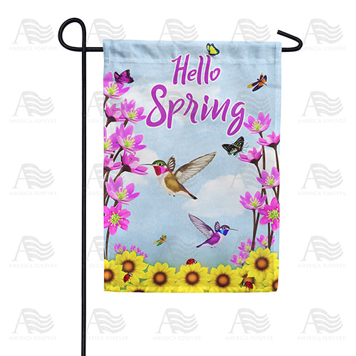 America Forever Hummingbirds and Spring Flowers Garden Flag