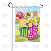 America Forever Spring Boots and Watering Can Garden Flag
