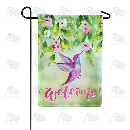 America Forever Purple Hummingbird Welcome Garden Flag