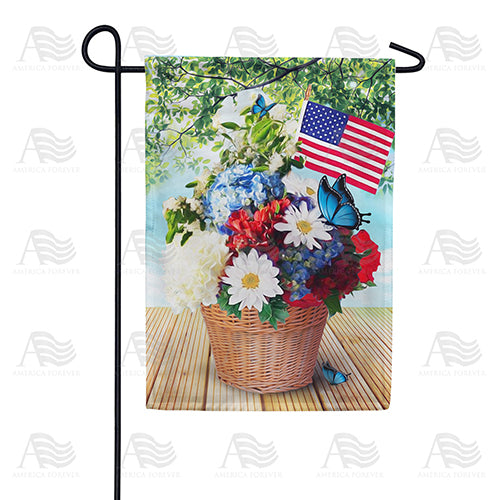 America Forever Red White And Blue Blooms Garden Flag