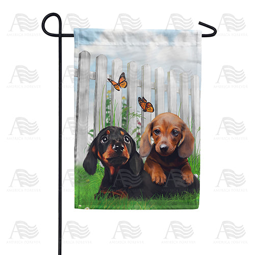 America Forever Darling Dachshund Pups Garden Flag