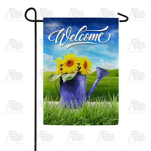 America Forever Watering Can Of Sunflowers Garden Flag