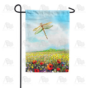 America Forever Dragonfly Flowers Garden Flag