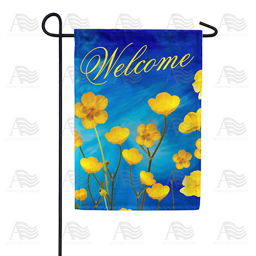 America Forever Buttercups Welcome Watercolor Garden Flag