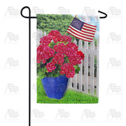 America Forever Patriotic Red Geraniums Garden Flag