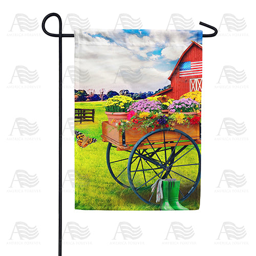 America Forever Cart Of Mums Garden Flag