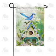America Forever Blue Jay In Blossoms Garden Flag