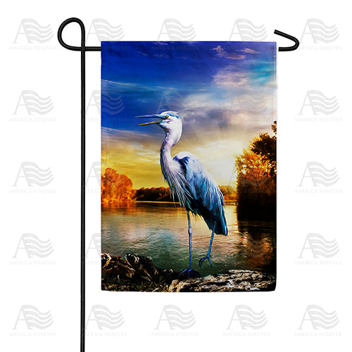 America Forever Vibrant Blue Heron Garden Flag