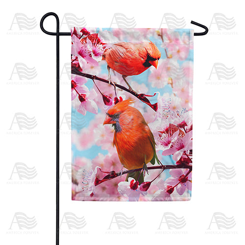 America Forever Cardinals In Cherry Tree Garden Flag