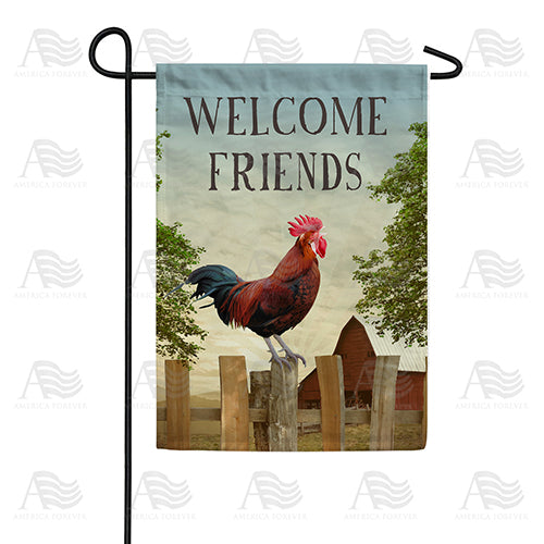 America Forever Rooster Welcome Friends Garden Flag
