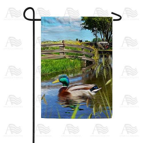 America Forever Mallard On Pond Garden Flag