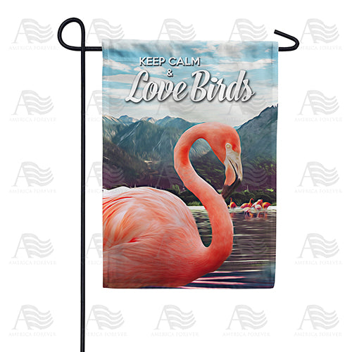America Forever Flamingos On Mountain Lake Garden Flag