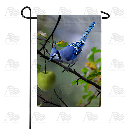 America Forever Blue Jay In Apple Tree Garden Flag