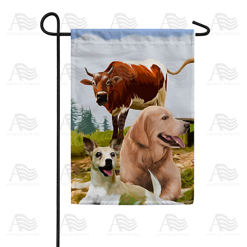 America Forever Farm Buddies Garden Flag