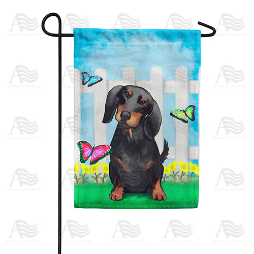 America Forever Dachshund Watercolor Garden Flag