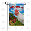 America Forever White Rooster Welcome Garden Flag