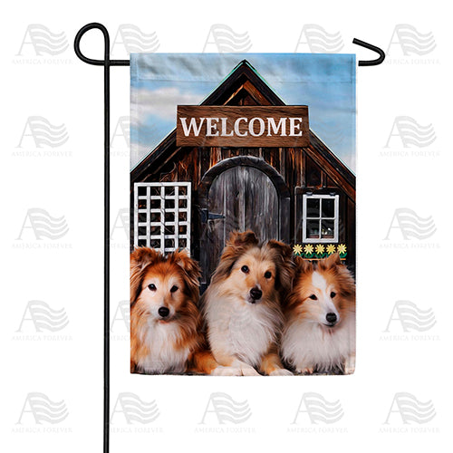 America Forever Collies Welcome Garden Flag
