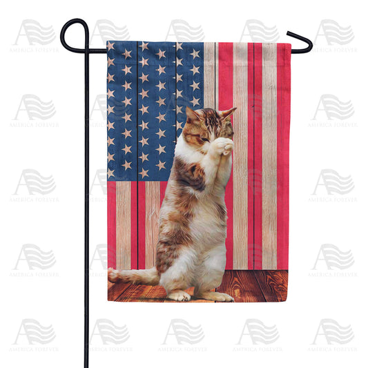 America Forever Cat Praying Garden Flag