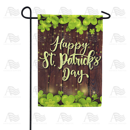 America Forever St. Patrick's Day Shamrocks And Wood Garden Flag