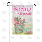 America Forever Pail Of Pink Roses Garden Flag