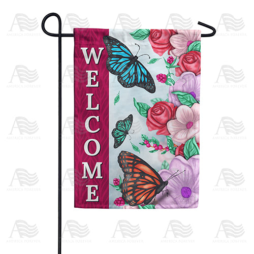 America Forever Stained Glass Butterflies Garden Flag