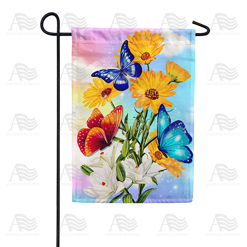 America Forever Floral Butterfly Sparkles Garden Flag