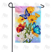 America Forever Floral Butterfly Sparkles Garden Flag