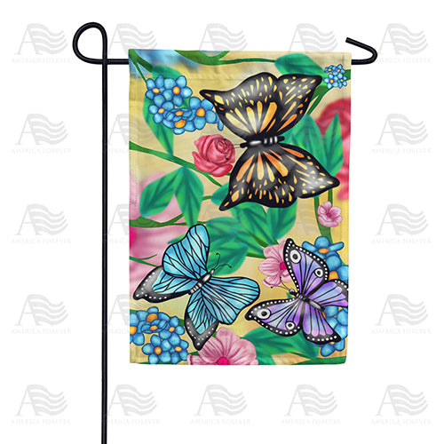 America Forever Iridescent Butterflies Garden Flag