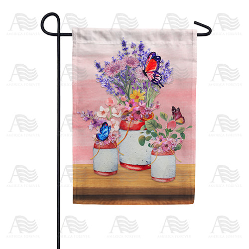America Forever Old Jar Bouquets Garden Flag