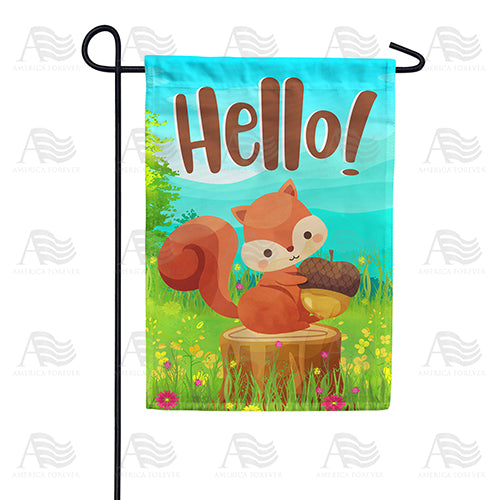 America Forever Squirrelly Hello Garden Flag
