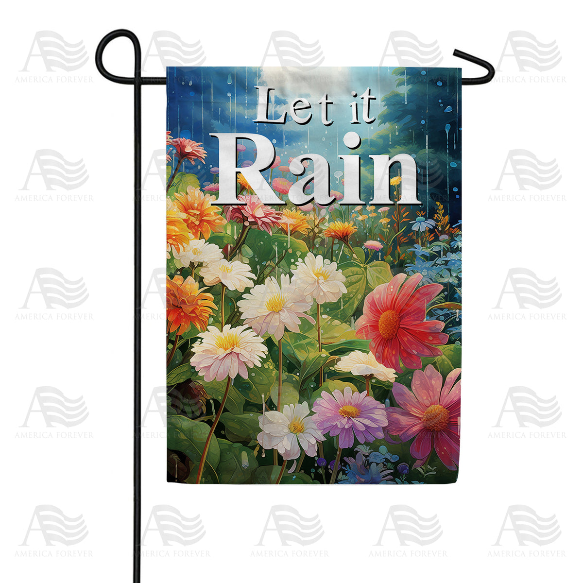 America Forever Blooming Shower Garden Flag